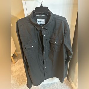 Poncho Outdoors Black Flannel Pearl Snap “The Laramie” XXL Slim Fit